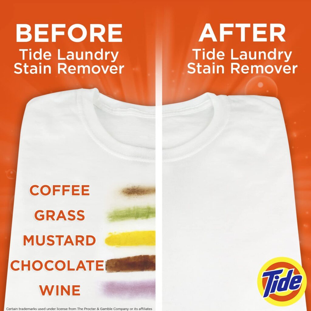 Before & After using Tide laundry stain remover